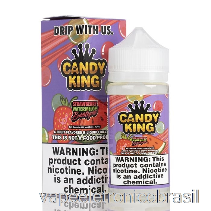 Vape Recarregável Chiclete Melancia Morango - Candy King - 100ml 3mg